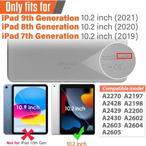 Vista 2 de SUPLIK Funda para niños para iPad de 9ª/8ª/7ª generación - 10.2 pulgadas 2021/2020/2019 Funda con protector de pantalla integrado, asa resistente a
