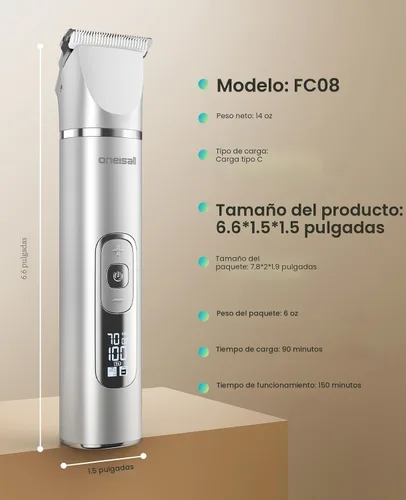 Vista 9 de oneisall Kit de aseo para perros 4 en 1 con pantalla LCD, cortadora de pelo para perros con amoladora de uñas para patas, recargable, inalámbrico