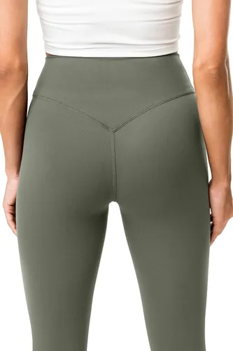Vista 4 de Kamo Fitness Serenity - Leggings sin costura frontal, entrepierna de 25 pulgadas, pantalones de yoga de cintura alta, mallas de entrenamiento suaves