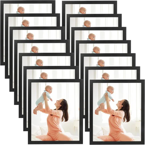 Vista 13 de CRUGLA Portarretratos magnéticos de 4 x 6 pulgadas para refrigerador, paquete de 12 unidades, hoja magnética modificada con parte trasera