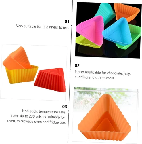 Vista 2 de Moldes de silicona para magdalenas triangulares, mini velas de silicona para tartas, molde para tartas de chocolate, tazas de papel, molde