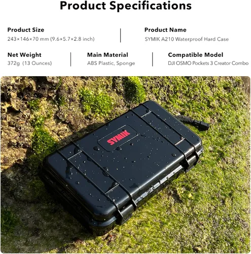 Vista 5 de SYMIK - Funda rígida para DJI Osmo Pocket 4 / Pocket 3 / Xtra Muse Waterproof Shockproof Hard Case, Portable Travel Storage Case with Wrist Strap