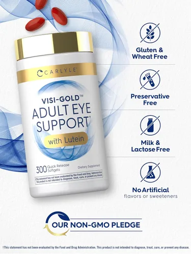 Vista 5 de Carlyle Soporte ocular para adultos 300 cápsulas con luteína y zeaxantina Suplemento sin OMG y sin gluten