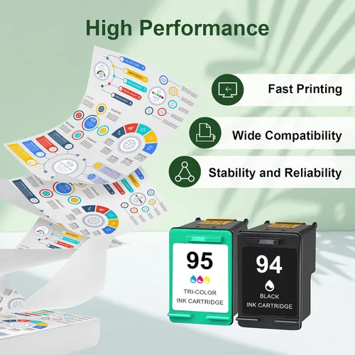 Vista 5 de Paquete combinado de cartuchos de tinta 94/95 de repuesto para HP Ink 94 95 C8765WN C8766WN compatible con impresora HP Deskjet 460 5740 6540