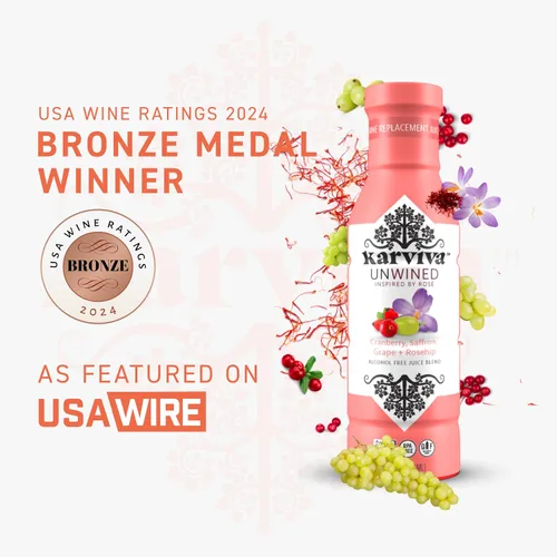Vista 8 de Karviva Alternativa al vino rosado sin vino sin alcohol – Bajo en azúcar, orgánico, mezcla de hierbas para relajación, equilibrio hormonal y salud