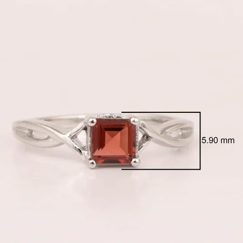 Vista 4 de Star Joya Anillo solitario de plata de ley 925 con piedra natal cuadrada y nudo celta, Gema