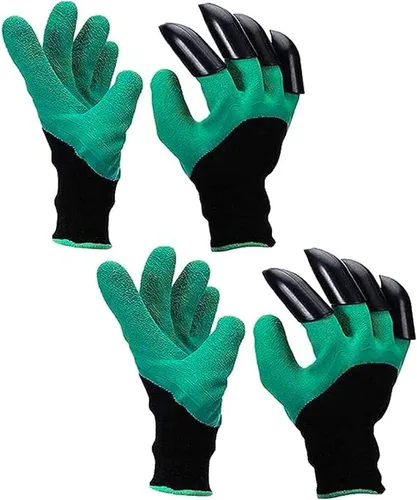 Vista 6 de 1 par de guantes de jardinería unisex para excavar en el jardín, macetas de flores, ajuste universal