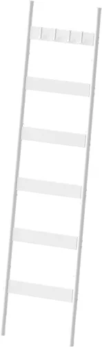 Vista 10 de HOOBRO Escalera para mantas, estante de toallas de 5 niveles con ganchos, estante de mantas inclinado en la pared, estante decorativo