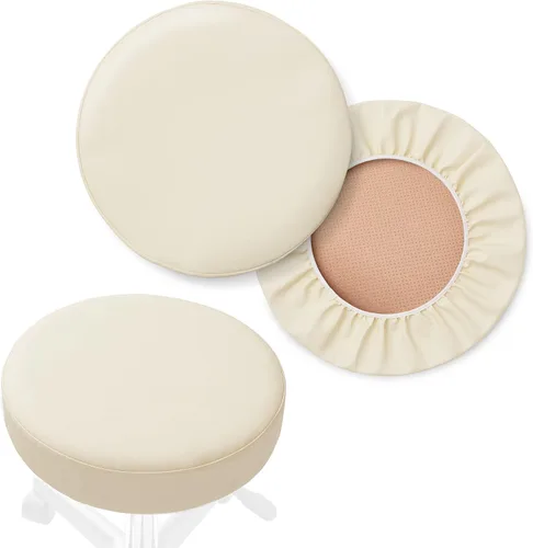 Vista 10 de Saloniture Paquete de 2 fundas redondas para asiento de taburete, funda impermeable de 13-1/2 pulgadas para silla giratoria o taburete de bar