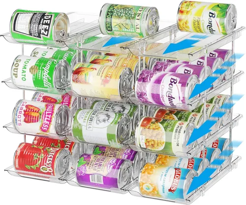 Vista 9 de Organizador de latas BingoHive para despensa apilable de 5 niveles, organizador de almacenamiento de latas para despensa, organizador de latas