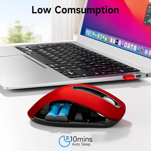 Vista 10 de memzuoix Ratón inalámbrico de 2.4G, mouse de computadora de 1400 DPI con receptor USB, ratones USB inalámbricos portátiles a batería para laptop
