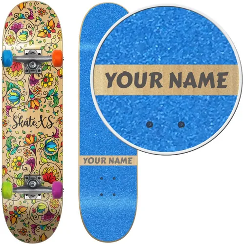 Vista 6 de Patineta de calle con flores para principiantes de SkateXS