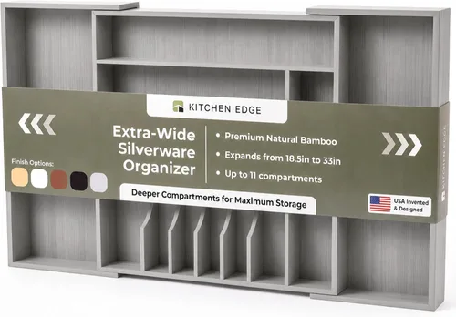 Vista 13 de KitchenEdge Organizador Premium de Cubiertos, Vajilla y Utensilios para Cajones de Cocina, Grado Comercial Apto para Alimentos, Expandible de 10.5 a