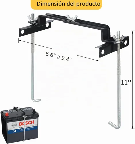 Vista 3 de Kit de Retención de Batería de Coche, Barra Transversal de Batería de Coche de Alta Resistencia con Abrazaderas de Servicio Pesado, Soporte