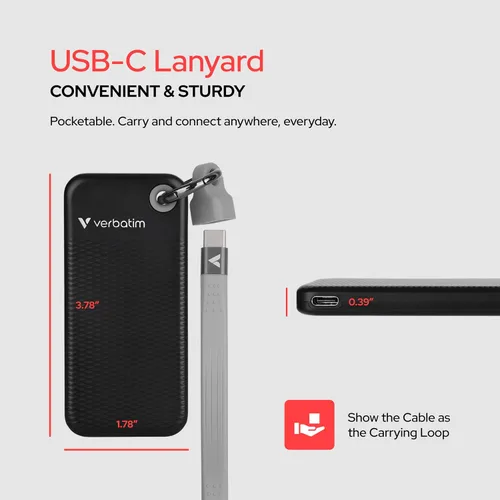 Vista 3 de Verbatim Pocket 512GB SSD externo USB 3.2 Gen 2 Hasta 1000MB/s
