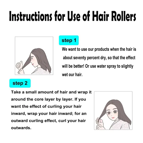 Vista 7 de 12 rizadores de pelo de plástico para cabello medio corto, rizador de pelo sin calor para flequillo, crea un peinado rizado natural, azul