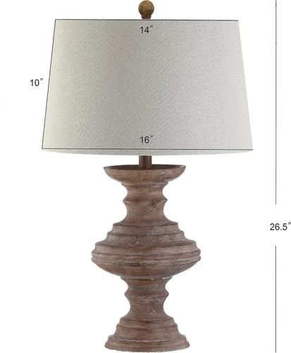 Vista 3 de JONATHAN Y Lámpara de mesa de resina sintética marrón de 26.5 pulgadas, diseño tradicional torneado de madera para sala de estar, dormitorio