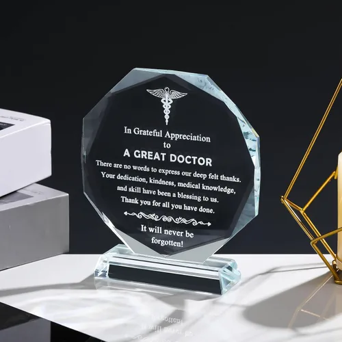 Vista 8 de Regalos de médico Movdyka para hombres y mujeres, recuerdos de vidrio, regalos apreciados para médicos grabados con láser, los mejores regalos