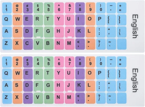 Vista 2 de Pegatinas universales del reemplazo del teclado de la computadora - fondo negro con letras blancas, no transparente (2PCS)