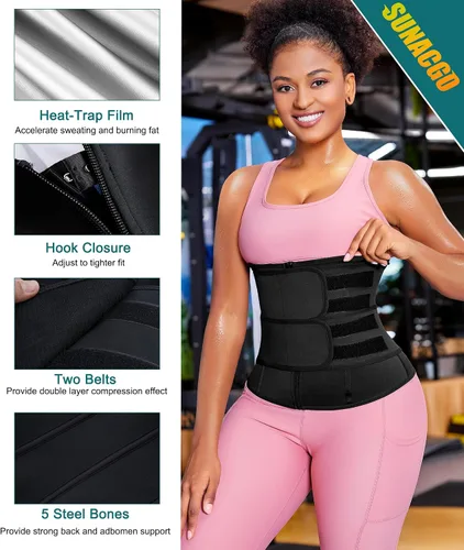 Vista 2 de Entrenador de cintura de sudor para mujer, corsé reductor de cintura, faja deportiva, faja moldeadora de cuerpo, cinturones de vientre