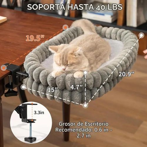 Vista 6 de CHEERPALS Cloud - Hamaca plegable para gatos de interior Gris