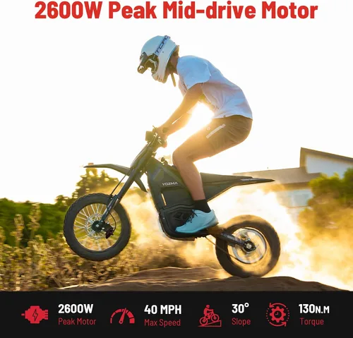 Vista 2 de Yozma IN10 bicicleta eléctrica de la suciedad, motocicleta eléctrica de Negro
