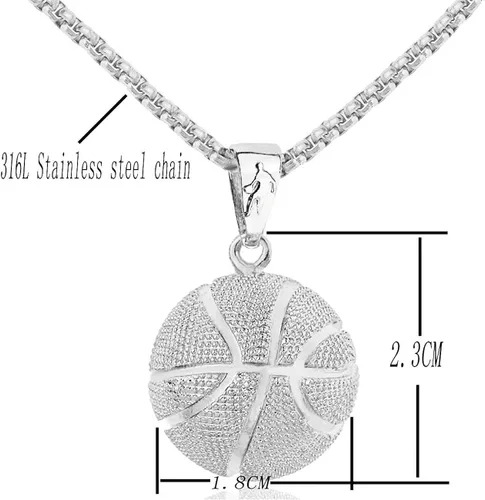 Vista 2 de LAIMIUMIU33 Cadena helada para hombres, collar con colgante de baloncesto para niños, cuernos, estilo deportivo, estilo Nba, hip hop, punk, joyería