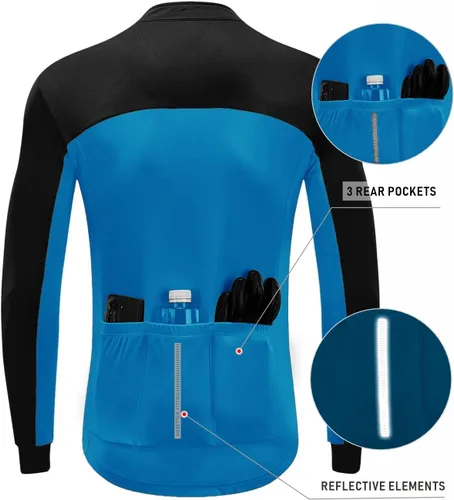 Vista 14 de Przewalski Chaqueta térmica de manga larga con 3 bolsillos traseros para hombre