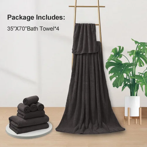Vista 4 de Ferdilan Juego de 4 toallas de baño de gran tamaño de 35 x 70 pulgadas, toallas de baño extra grandes y suaves de 600 GSM, toallas de secado rápido