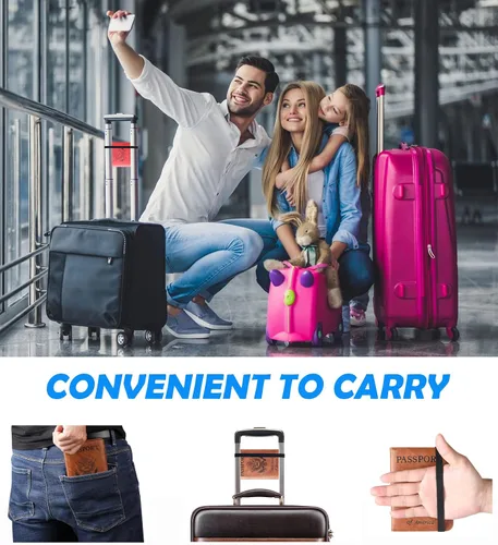 Vista 7 de Funda de cuero para pasaporte y tarjeta de vacunación, con bloqueo Rfid para hombres y mujeres