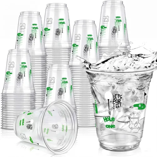 Vista 14 de Qinyoung 50 tazas de fiesta de golf, decoraciones para fiestas temáticas de golf, vasos de plástico transparente de 12 onzas, desechables