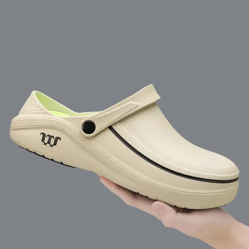 Vista 2 de Zuecos de trabajo antideslizantes para hombre y mujer, zapatos de chef de jardín, ligeros, impermeables, para enfermeras, cocina, restaurante