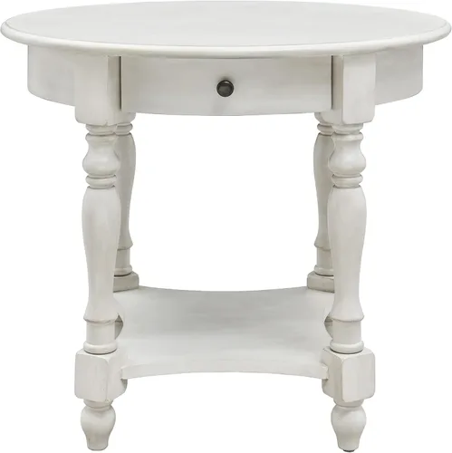 Vista 8 de Mesa auxiliar ovalada con cajón, estante de almacenamiento lateral de madera maciza para sofá, mesa de esquina tradicional para sala de estar