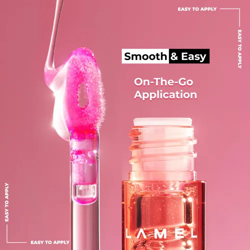 Vista 5 de Lamel Aceite labial tintado todo en uno, hielo de bayas, aceite labial voluminizador e hidratante, gel voluminizador y perfumado para uso diurno