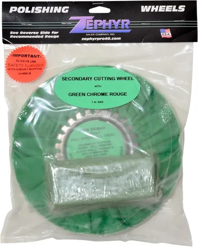 Vista 4 de Zephyr Productos AWG58-8WB Rueda de pulido de pasillo verde de 8 pulgadas con barra verde de 1 libra, corte medio/lite, 1 paquete