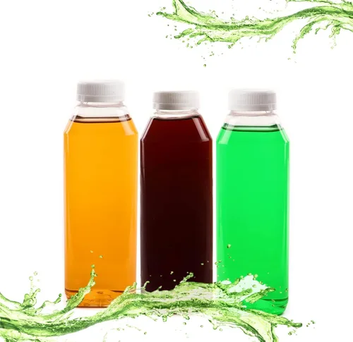 Vista 8 de Botellas vacías de plástico PET transparente de 10 onzas con tapas, (11.8 fl oz), botellas cuadradas desechables de plástico con tapas a prueba