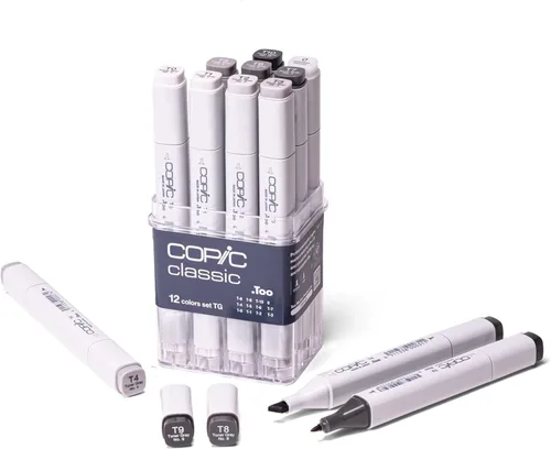 Vista 10 de Copic Juego clásico de 12 colores Básico: una combinación de colores primarios y secundarios en negrita