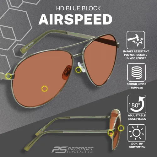 Vista 4 de proSPORT Gafas de sol HD con bloqueadores de luz azul para hombre y mujer