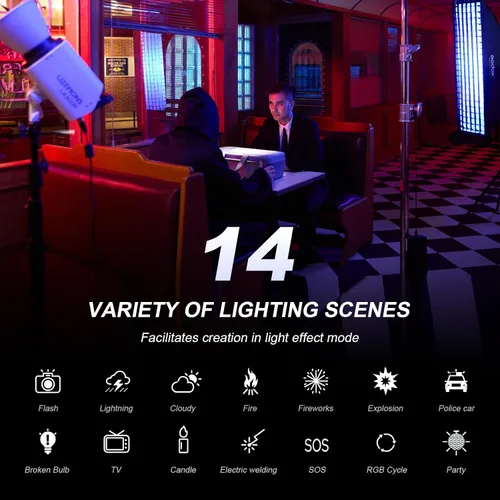 Vista 3 de Godox LA300R RGB COB LED Video Light 330W Kit de luz continua a todo color con bolsa de transporte CCT 1800K-10000K 94700lux Montaje Bowens Luz