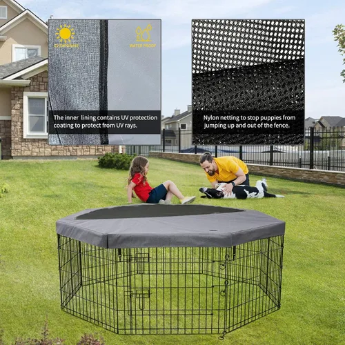 Vista 61 de PETIME - Corral plegable de metal para ejercicio de perros/Parque de juegos para cachorros con 8 paneles para interior/exterior, valla de patio