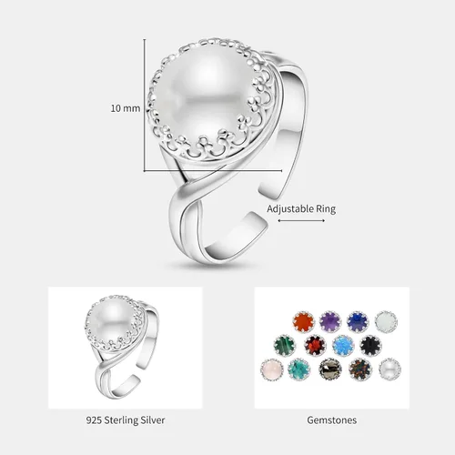 Vista 15 de 925 Sterling Silver Gemstone Rings for Women - Anniversary Rings for Women - Sterling Silver Rings for Women - Dainty Sterling Silver Rings