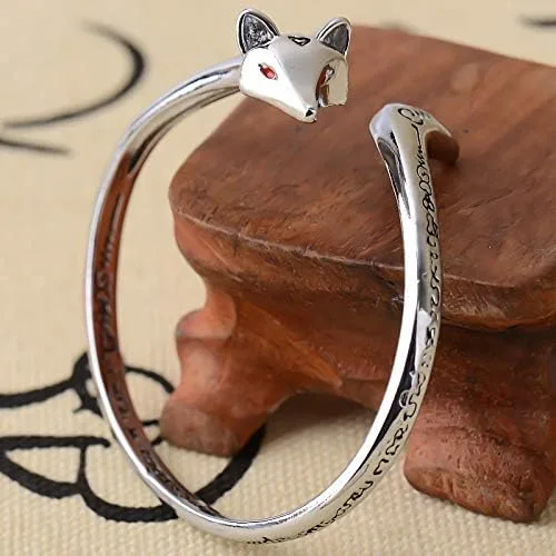 Vista 3 de Pulsera de zorro con símbolo de runa y animales ajustable, linda y encantadora cola de zorro, el mejor regalo para los amantes del zorro regalos