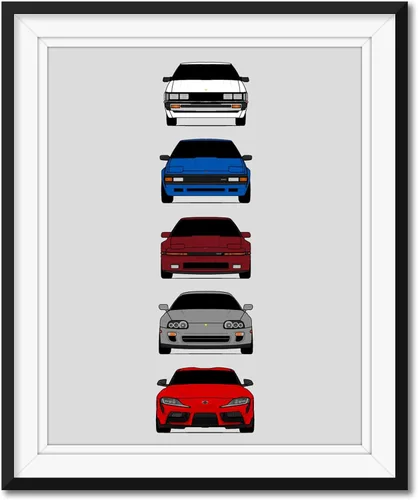 Vista 26 de Custom Car Posters Póster hecho a mano compatible con Toyota Tacoma Generations e impresión de Toyota Tacoma TRD Pro SR5 – Multi, impresión satinada