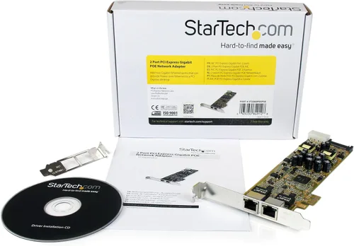 Vista 5 de StarTech Tarjeta de red PCI Express Gigabit Ethernet de doble puerto (ST2000PEXPSE) Adaptador de servidor PCIe NIC 10/100/100 de 2 puertos con PoE