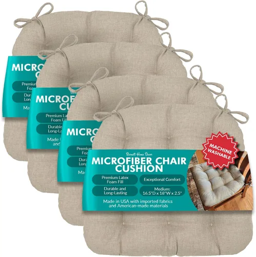 Vista 32 de Barnett Almohadilla para silla de comedor con lazos. Gamuza microfibra, microgamuza, reversible, relleno de espuma de látex, se puede lavar a Negro