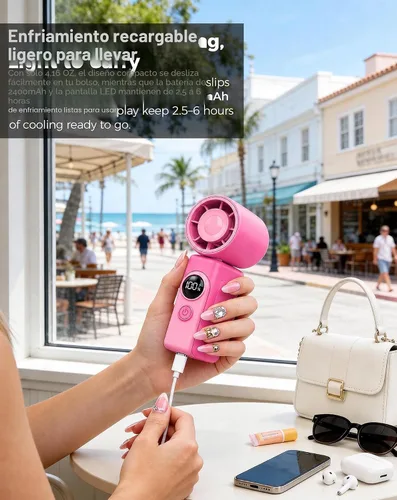 Vista 7 de Hotsales Ventilador portátil con clip para cochecitos, ventilador turbo de Berry Pink