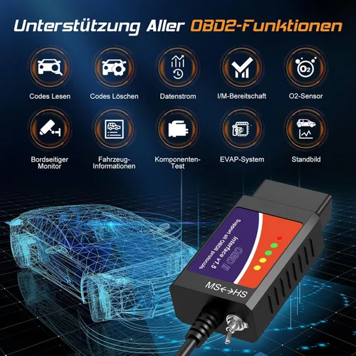 Vista 4 de Adaptador USB ELM327 OBD2 Escáner para Windows, herramienta de escaneo de diagnóstico ELMconfig FoCCCus con interruptor MS-Can/HS-Can para vehículos