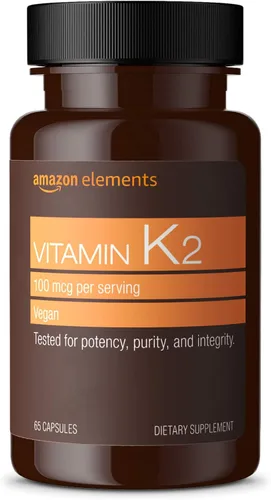 Vista 2 de Amazon Elements Vitamina K2 (100 mcg, 65 cápsulas) y vitamina D3 (5000 UI, 180 cápsulas blandas)