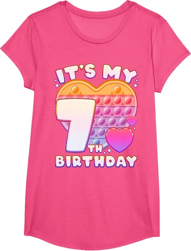 Vista 56 de Pop-it Birthday Girl 7 años de edad, Push it Pop Fidget Bubble Camiseta, Negro