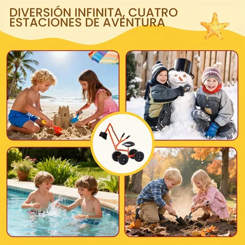 Vista 9 de Albott Excavadora de arena manejable con grúa de juguete que funciona con ruedas de 8 pulgadas y asiento giratorio de 360° (naranja) Kids